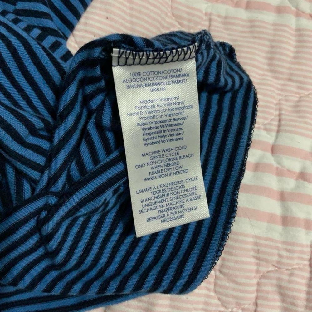 Chaps Navy Striped Ruffle Blouse - Picture 5 of 5